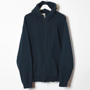 LACOSTE navy blue zip up sweater with embroided logo